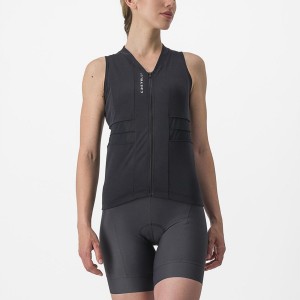 Black / White Women Castelli ANIMA 4 SLEEVELESS Jersey | 906173SLB