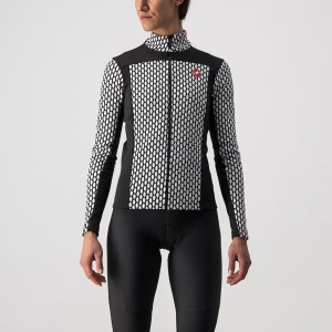 Black / White Women Castelli SFIDA 2 FZ Jersey | 621794MZH