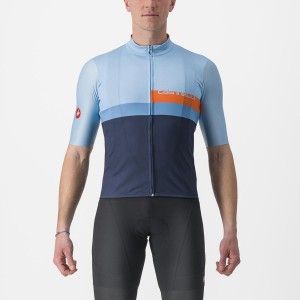 Blue / Deep Red Orange Men Castelli A BLOCCO Jersey | 865213YLX