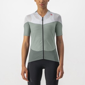 Green / White Women Castelli GRADIENT COLOR BLOCK Jersey | 682914YQK