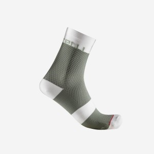 Green / White Women Castelli VELOCISSIMA 12 Socks | 485327KJH