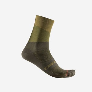 Olive / Deep Green Men Castelli ORIZZONTE 15 Socks | 860239UHS