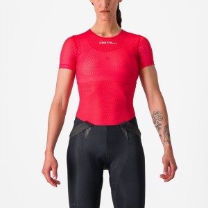 Red Women Castelli PRO MESH W SHORT SLEEVE Base Layer | 073956JSF