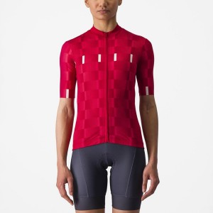 Red / White Women Castelli DIMENSIONE Jersey | 356971QSA