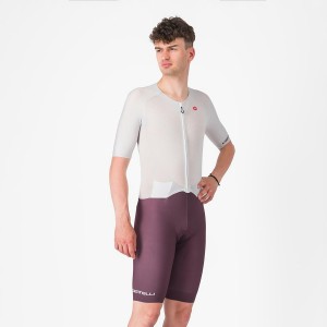 Silver Grey Burgundy Men Castelli SANREMO BTW X2 Speedsuits | 279308EMJ