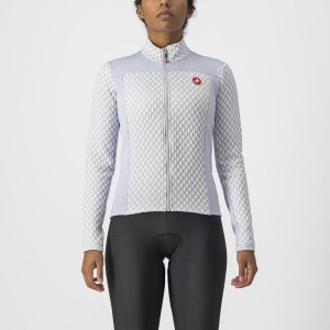 Silver Grey / White Women Castelli SFIDA 2 FZ Jersey | 975324XBP