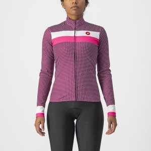 White / Pink Women Castelli VOLARE LS Jersey | 381945ALN