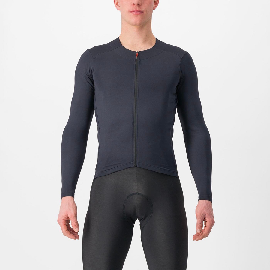 Black Men Castelli FLY LS Jersey | 762940CPD