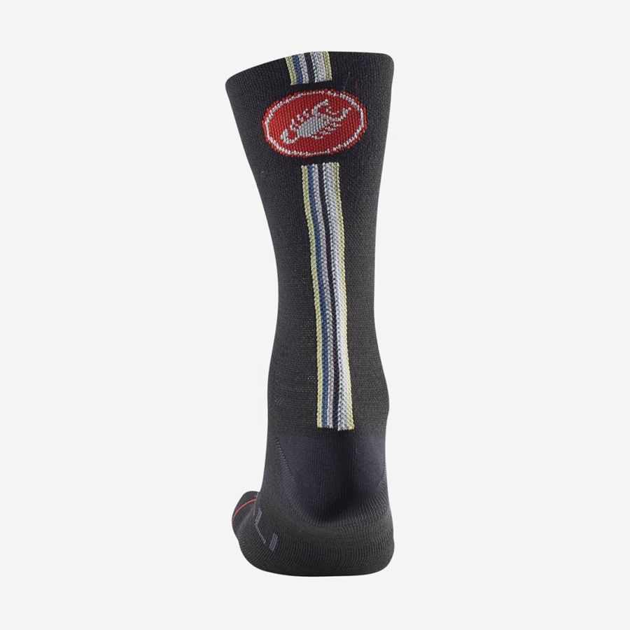 Black Men Castelli RACING STRIPE 18 Socks | 438065SIK