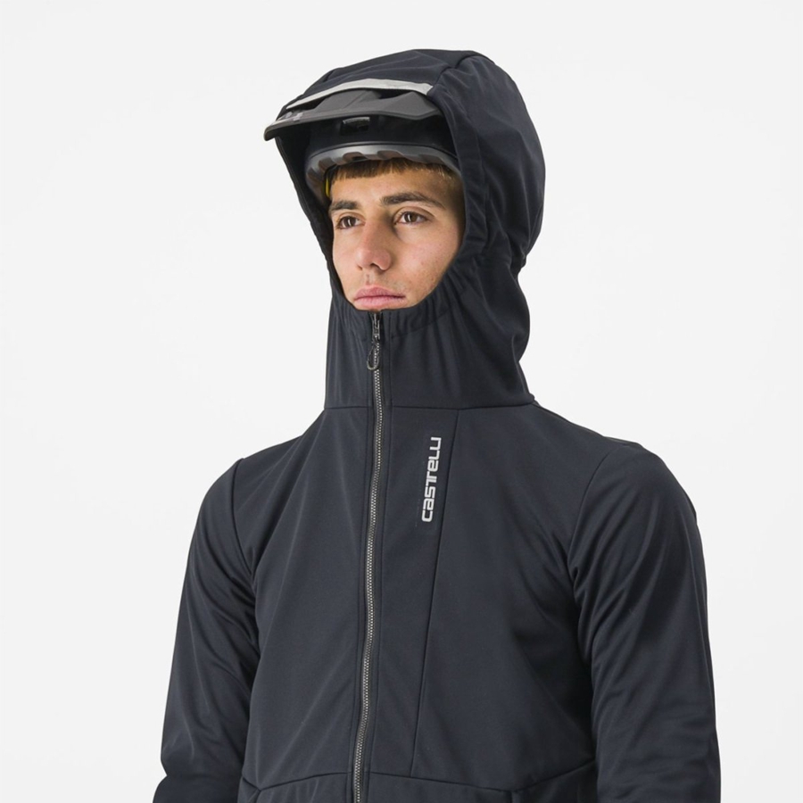 Black Men Castelli TRAIL HOODIE Jackets | 186294HDV