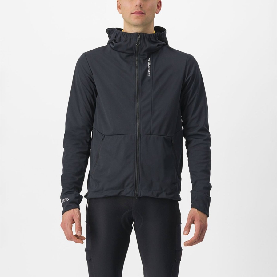 Black Men Castelli TRAIL HOODIE Jackets | 186294HDV