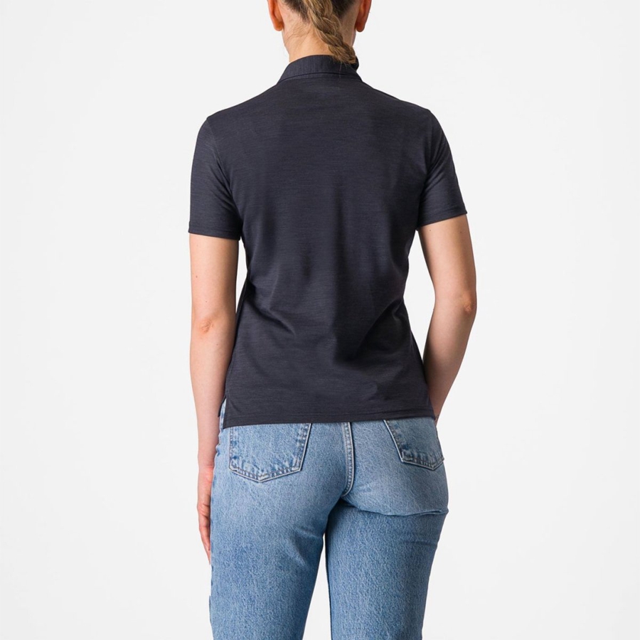 Black Women Castelli MERINO W POLO Casual | 681520QKI