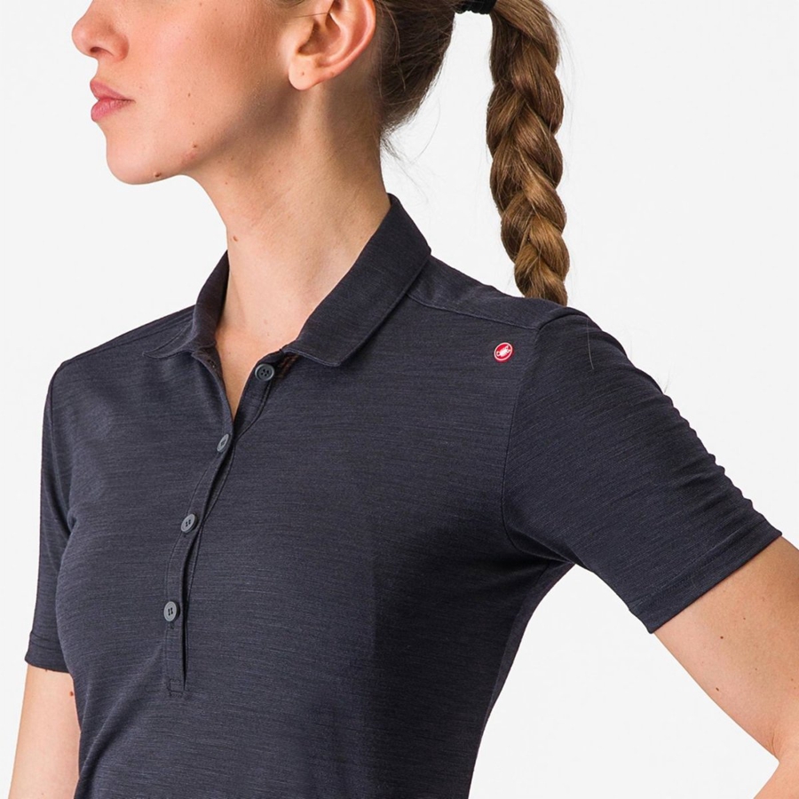 Black Women Castelli MERINO W POLO Casual | 681520QKI