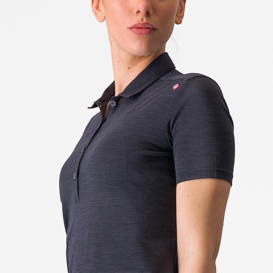 Black Women Castelli MERINO W POLO Casual | 681520QKI