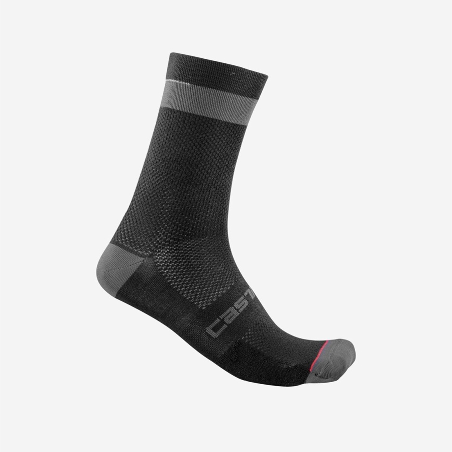 Black / Dark Grey Men Castelli ALPHA 18 Socks | 169274VEO