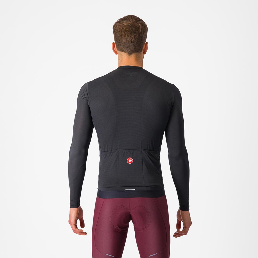 Black / Dark Grey Men Castelli ESPRESSO LS Jersey | 967315NAB