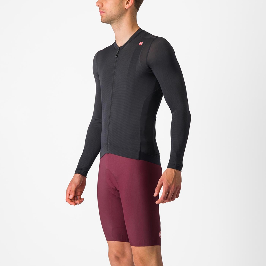 Black / Dark Grey Men Castelli ESPRESSO LS Jersey | 967315NAB