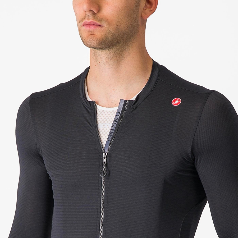 Black / Dark Grey Men Castelli ESPRESSO LS Jersey | 967315NAB