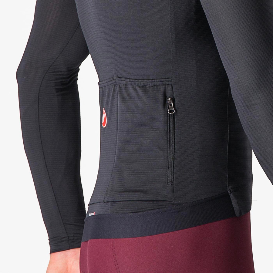 Black / Dark Grey Men Castelli ESPRESSO LS Jersey | 967315NAB