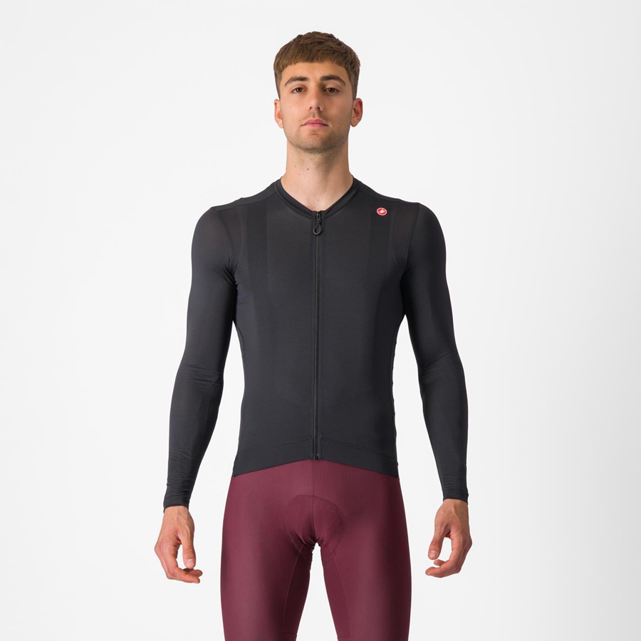 Black / Dark Grey Men Castelli ESPRESSO LS Jersey | 967315NAB