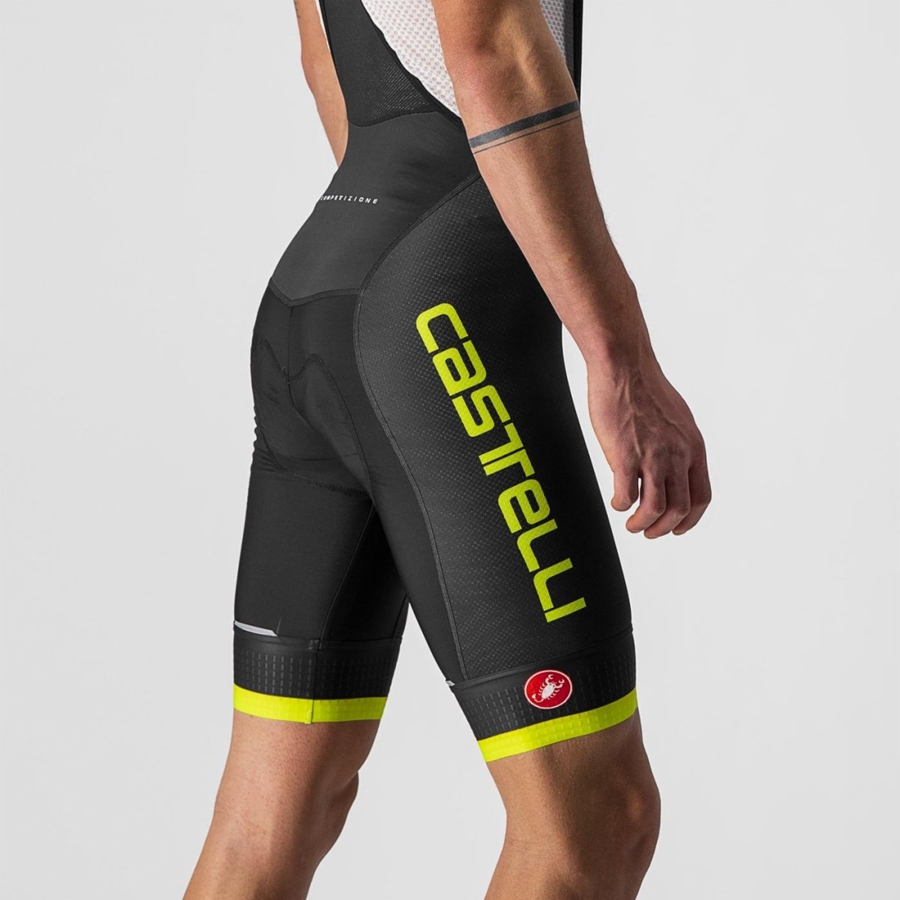 Black / Light Green Men Castelli COMPETIZIONE KIT Bib Shorts | 376851MHW