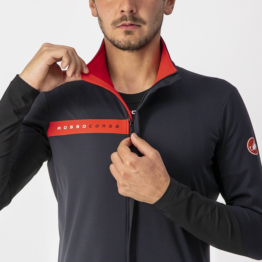 Black / Red Men Castelli BETA RoS Jackets | 793256ZWC