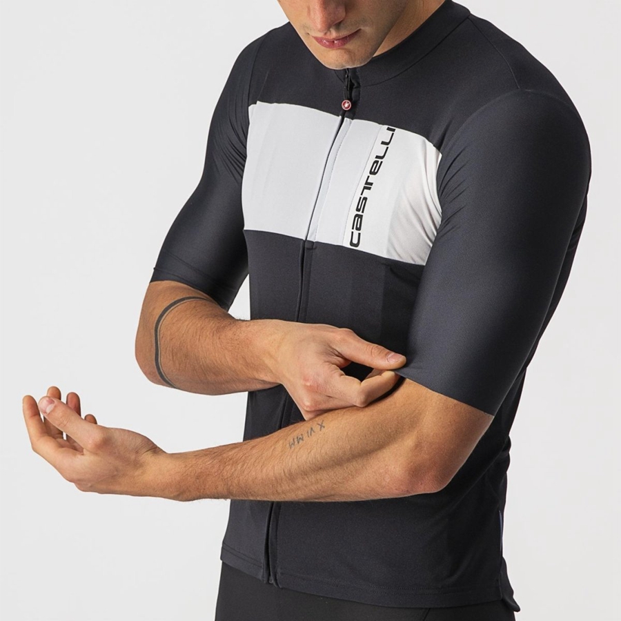 Black / Silver Grey / White Men Castelli PROLOGO 7 Jersey | 498217GJI