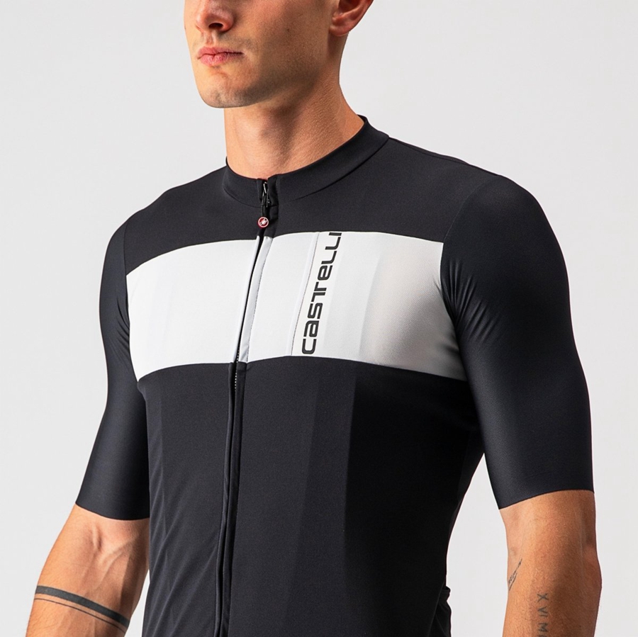 Black / Silver Grey / White Men Castelli PROLOGO 7 Jersey | 498217GJI