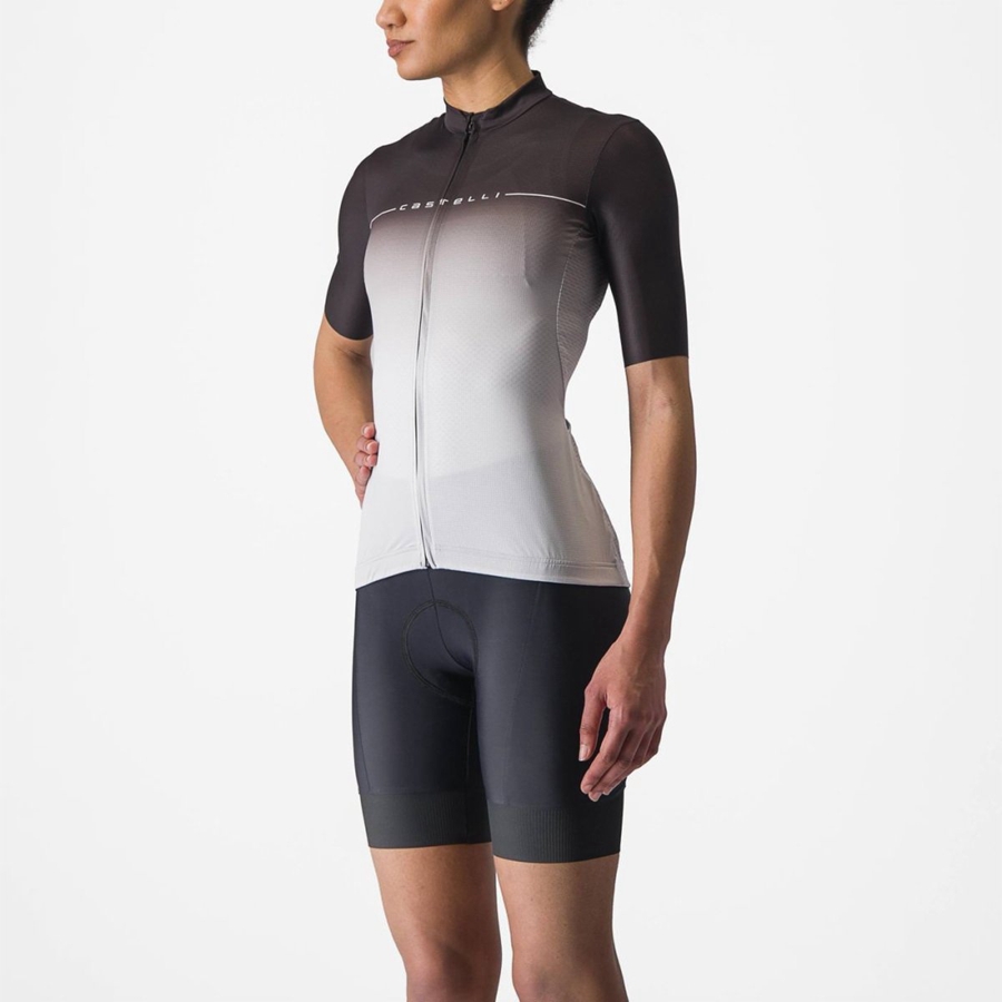 Black / Silver Grey / White Women Castelli SALITA Jersey | 746512GPK