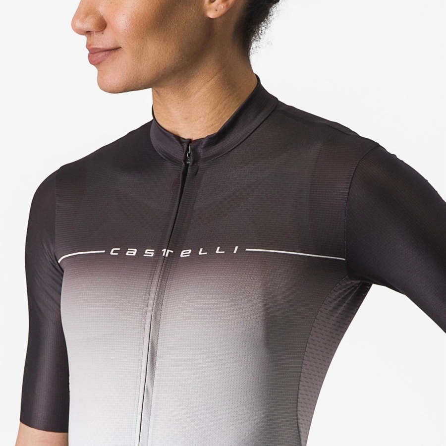 Black / Silver Grey / White Women Castelli SALITA Jersey | 746512GPK