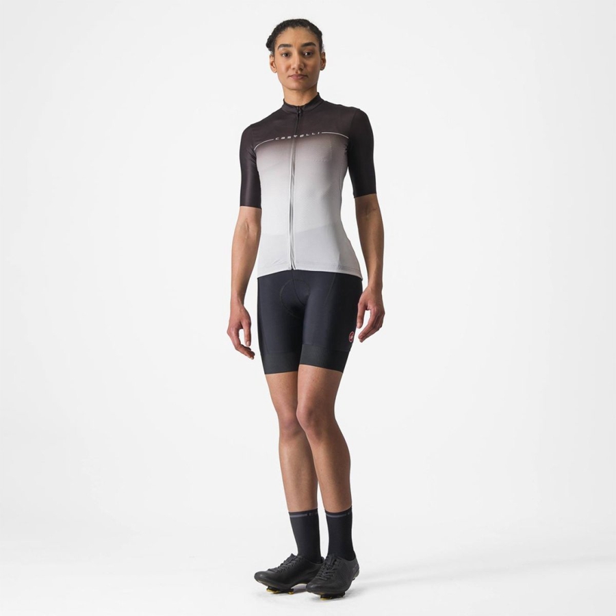 Black / Silver Grey / White Women Castelli SALITA Jersey | 746512GPK