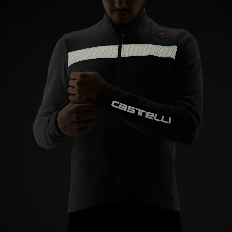 Black / Silver Men Castelli PURO 3 FZ Jersey | 253479NCP