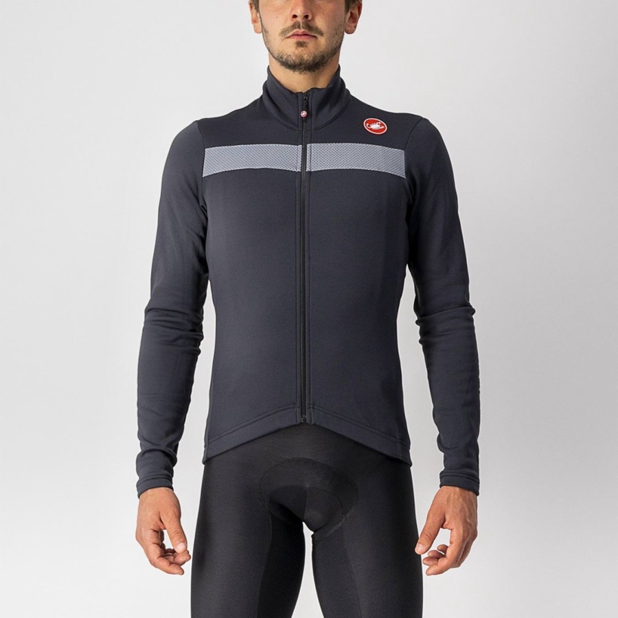 Black / Silver Men Castelli PURO 3 FZ Jersey | 253479NCP