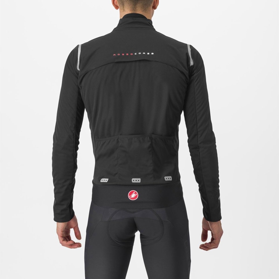 Black / Silver / Dark Men Castelli ALPHA DOPPIO ROS Jackets | 621395LIH