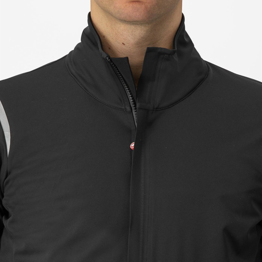 Black / Silver / Dark Men Castelli ALPHA DOPPIO ROS Jackets | 621395LIH