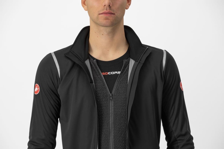 Black / Silver / Dark Men Castelli ALPHA DOPPIO ROS Jackets | 621395LIH