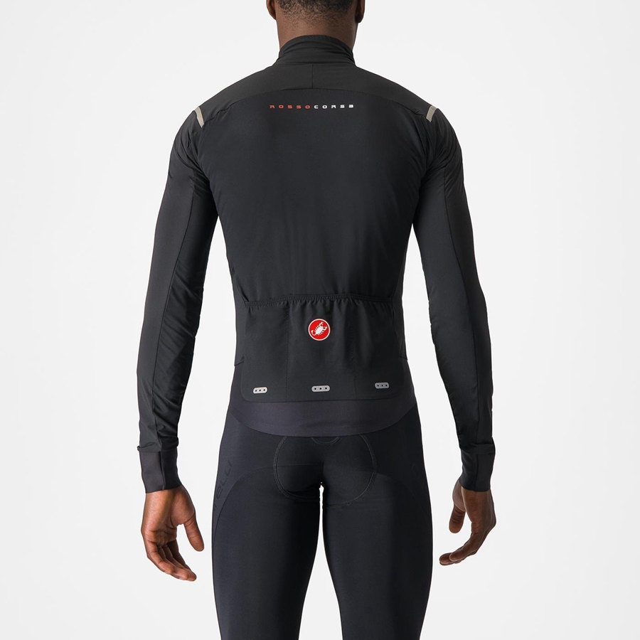 Black / Silver / Dark Men Castelli ALPHA FLIGHT ROS Jackets | 094753UEA