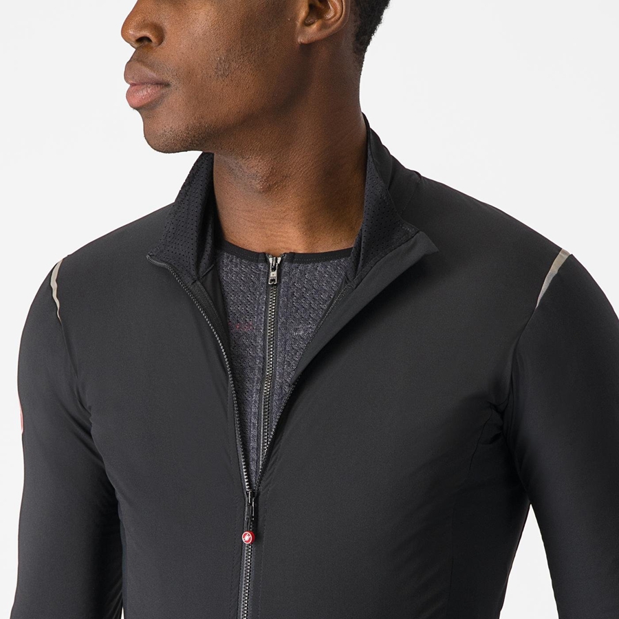 Black / Silver / Dark Men Castelli ALPHA FLIGHT ROS Jackets | 094753UEA