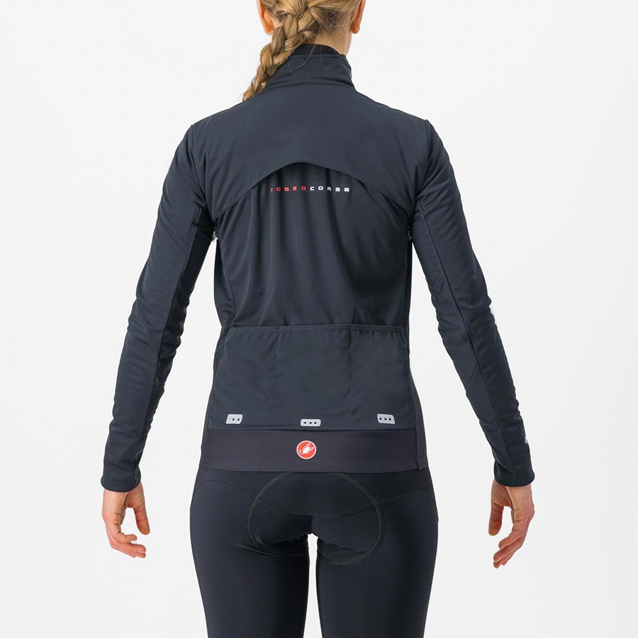 Black / Silver / Dark Women Castelli ALPHA DOPPIO ROS W Jackets | 274809GJL