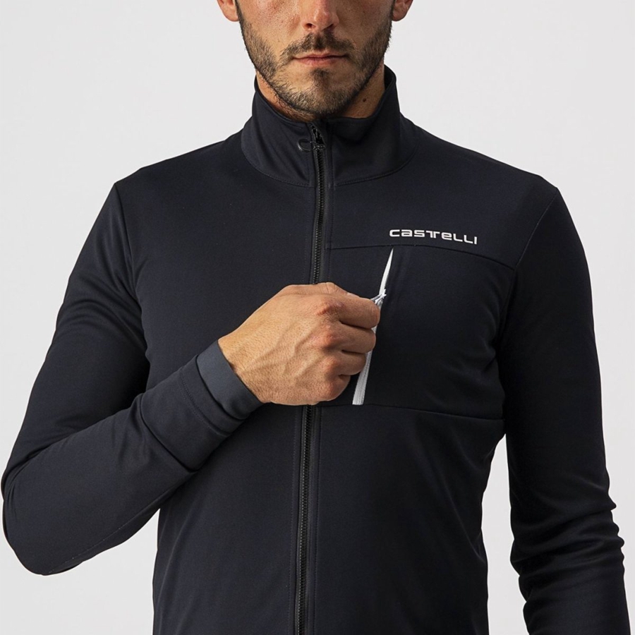 Black / White Men Castelli GO Jackets | 021394XGF