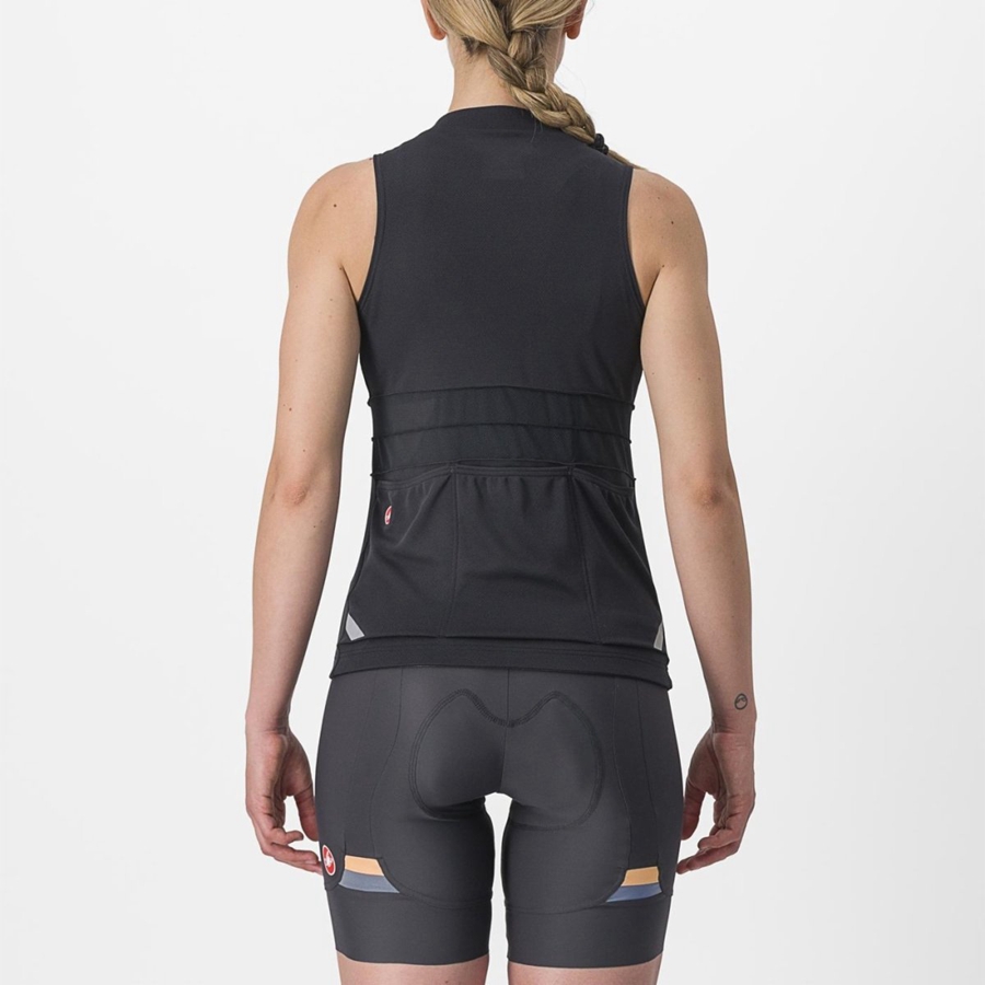 Black / White Women Castelli ANIMA 4 SLEEVELESS Jersey | 906173SLB