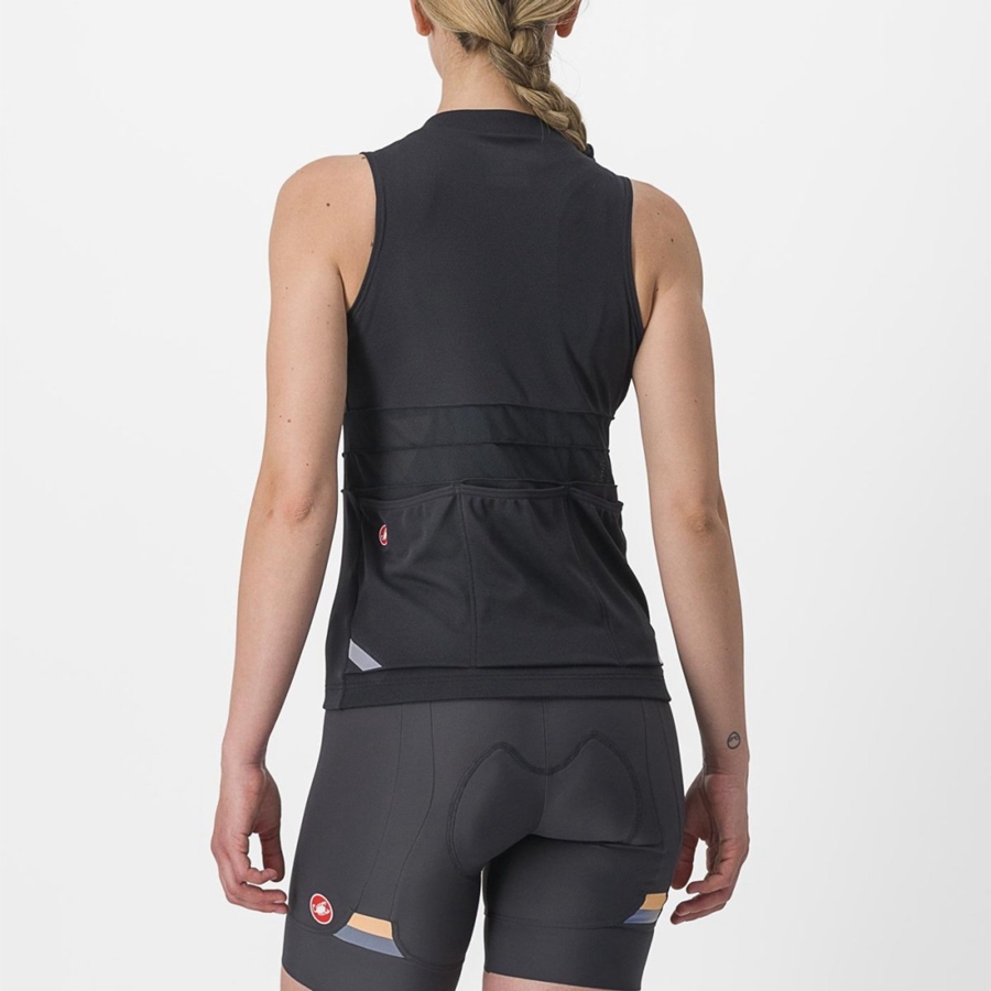 Black / White Women Castelli ANIMA 4 SLEEVELESS Jersey | 906173SLB