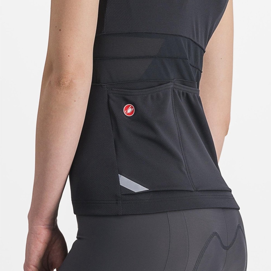 Black / White Women Castelli ANIMA 4 SLEEVELESS Jersey | 906173SLB