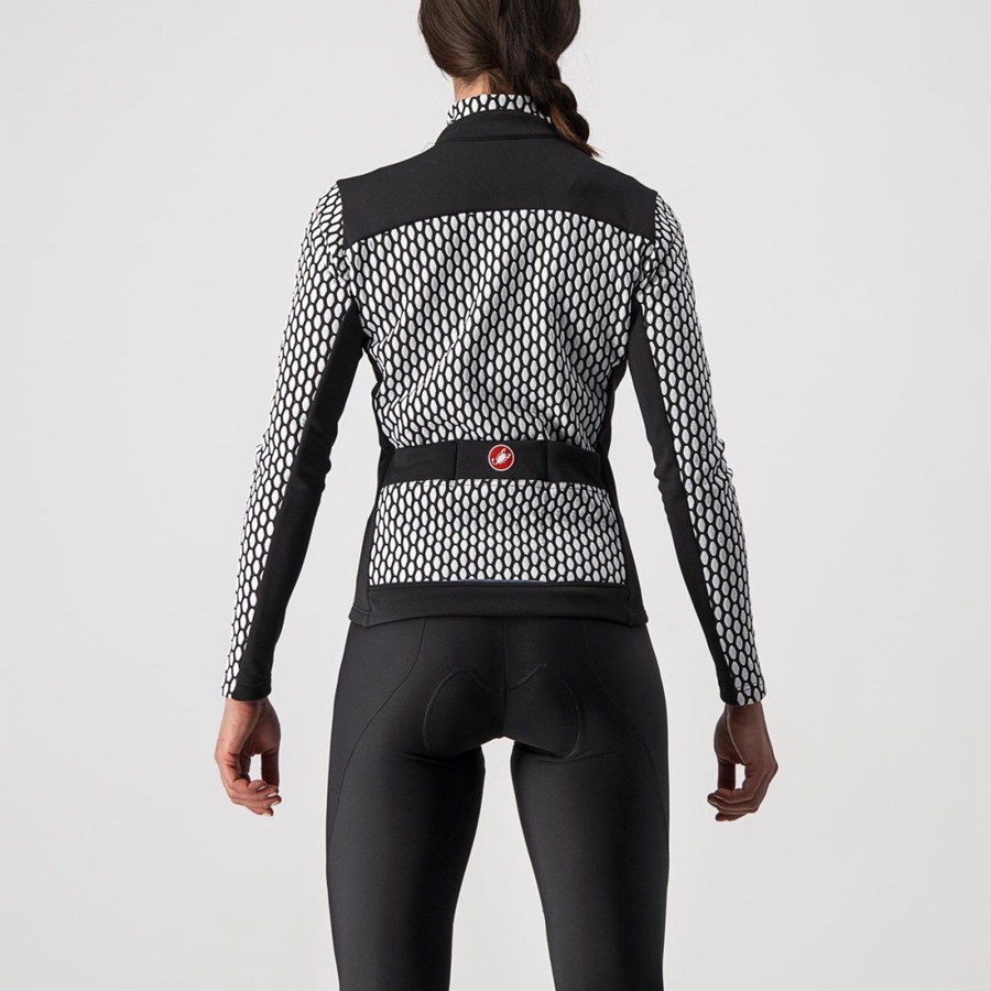 Black / White Women Castelli SFIDA 2 FZ Jersey | 621794MZH