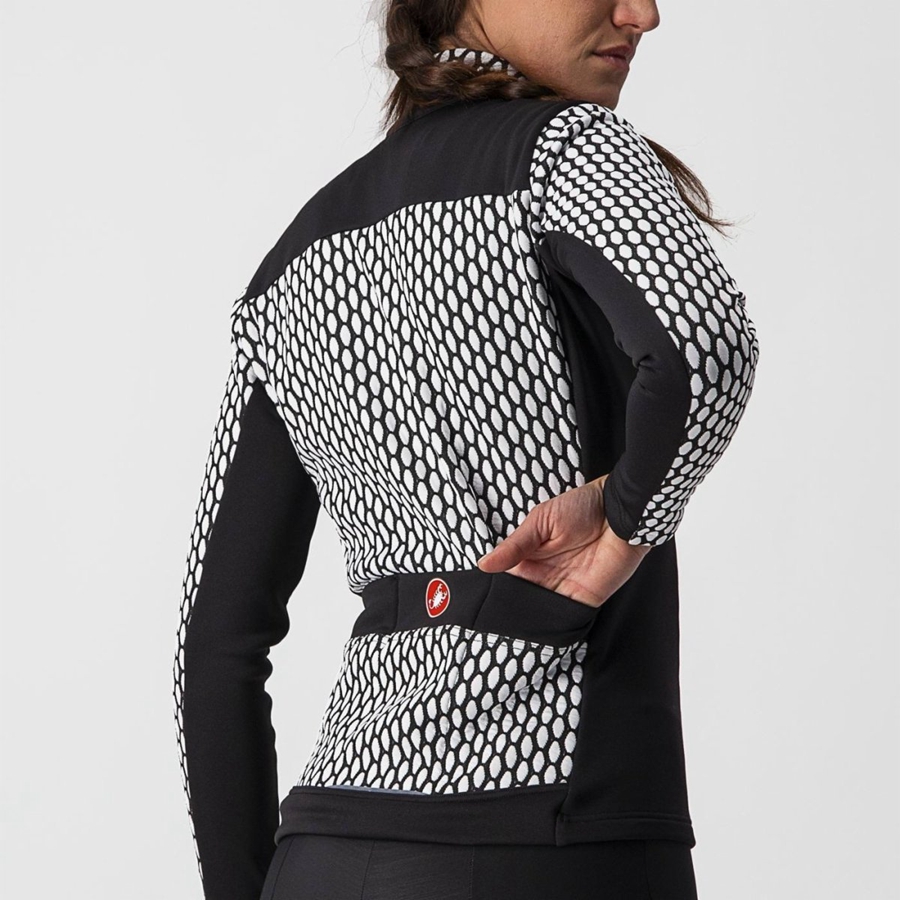 Black / White Women Castelli SFIDA 2 FZ Jersey | 621794MZH