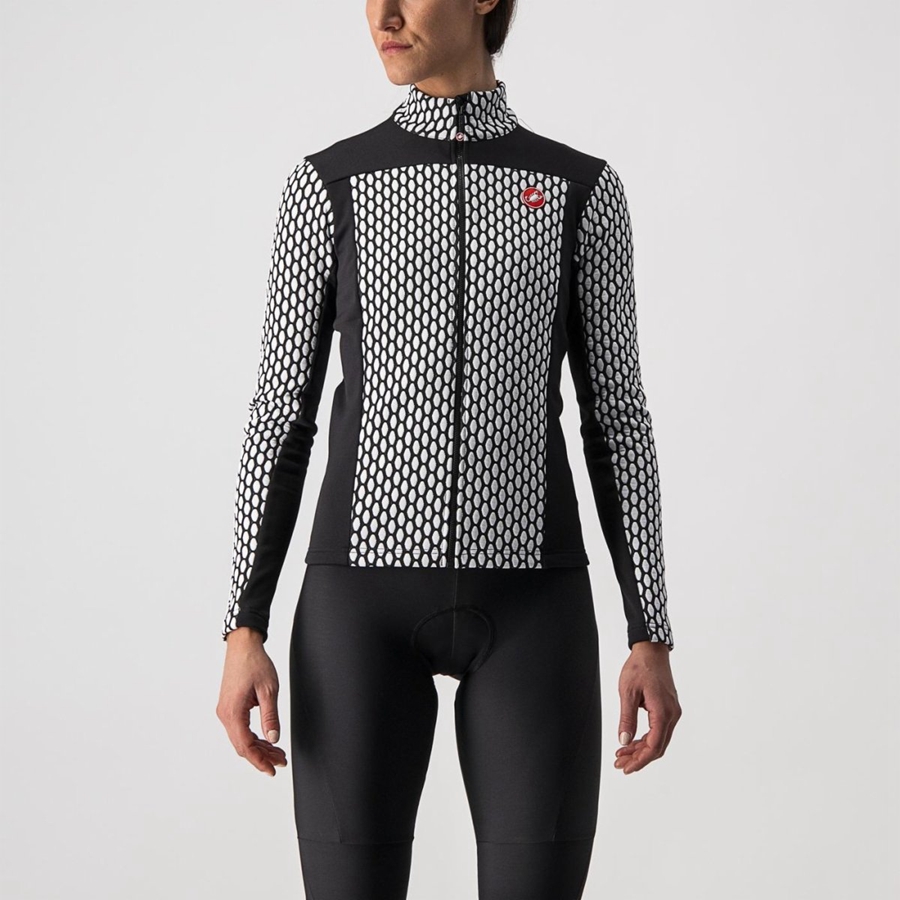 Black / White Women Castelli SFIDA 2 FZ Jersey | 621794MZH