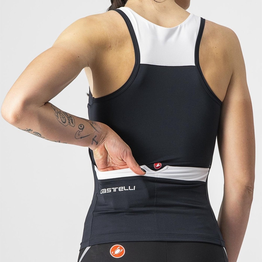 Black / White Women Castelli SOLARIS TOP Jersey | 084962CLF