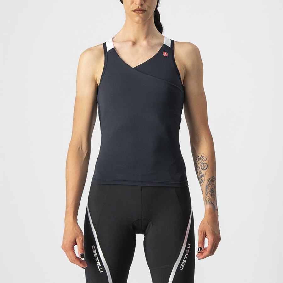 Black / White Women Castelli SOLARIS TOP Jersey | 084962CLF