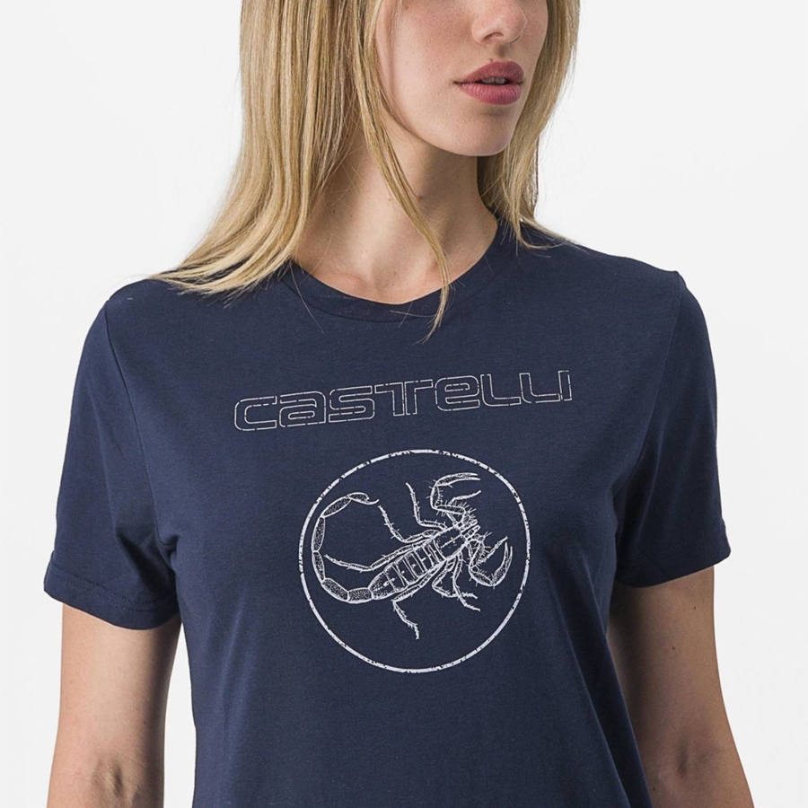 Blue Women Castelli PEDALARE TEE Casual | 473689UGD