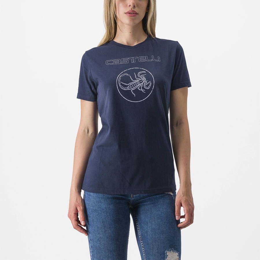 Blue Women Castelli PEDALARE TEE Casual | 473689UGD